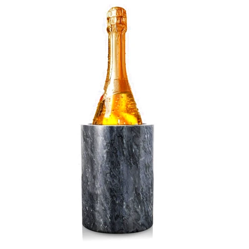 Flexzion Marble Wine Chillers for Bottles - Champagne Cooler & Multi-Purpose Marble Utensil Holder for Kitchen - Adaptable Stone Wine Bottle Chiller Bucket for Party, Bar, Home Decor, Black