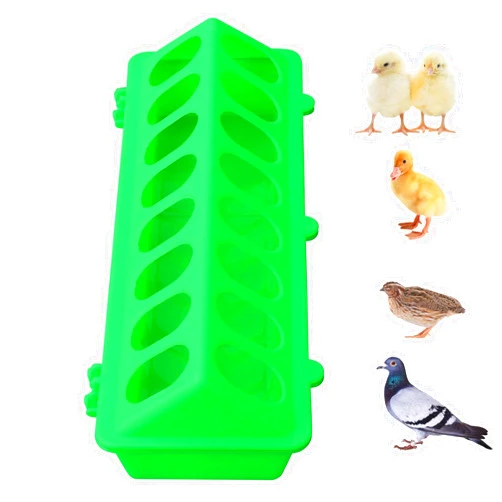 MACGOAL Flip Top Chick Feeder Trough Plastic Flip Top Bird Small Poultry Feeder Chicken Pigeon Duck Quail Feeder Waterer Small Chicken Feeders No Waste No Mess (Green)