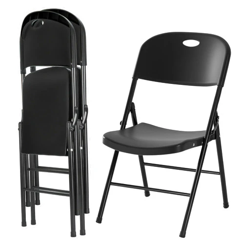 Amazing for less 2-Pack Heavy Duty Plastic Folding Chair, 450 lbs Capacity Foldable Chairs for Indoor Outdoor, Stackable Portable Seating for Party, Wedding, Patio, Backyard, Office (Black)