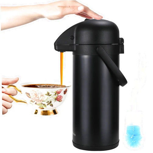 Dumfoin Airpot Coffee Dispenser with Pump, 102OZ Insulated Thermal Coffee Carafe for Keeping Hot - Cold Water, Party Chocolate Drinks & Stainless Steel Thermos Urn Large Thermal Hot Drink (Black)