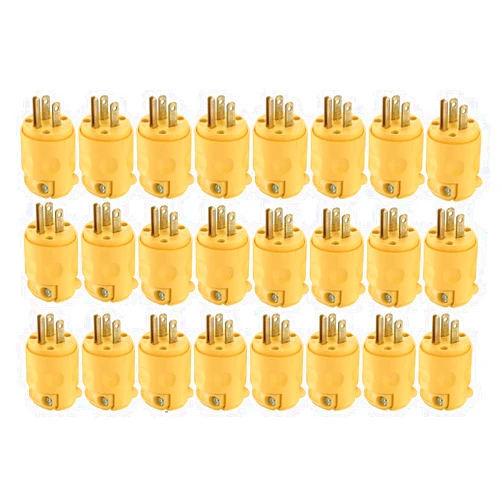 Leviton 515PV Polarized Electrical 15 Amp, 125 Volt, NEMA 5-15P, 2-Pole, 3-Wire, Plug, Straight Blade, Yellow, 24 Pack