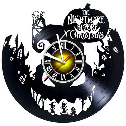 Toffy Workshop Wall Clock Compatible with Nightmare Before Christmas Vinyl Record - Exciting guestroom Decor idea for Children, Adults, Men and Women - Jack and Sally - Horror s Unique Art Design - Poster