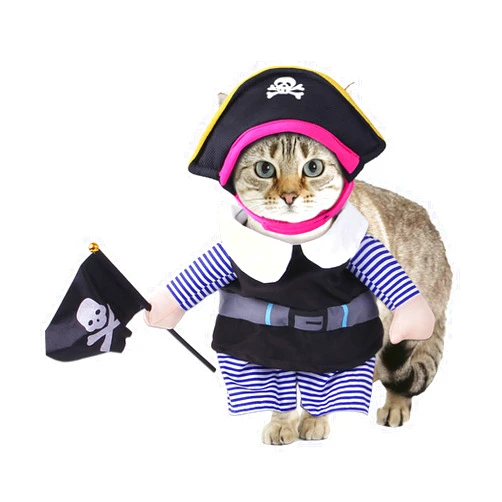 Tnfeeon Pet Dog Costume Pirates of The Caribbean Cat Costumes with Hat Cosplay Party Costume for Small to Medium Dogs Cats Kitty Cute Fashion Prop Apparel for Halloween Christmas Party