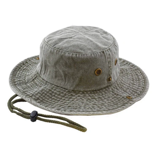 The Hat Depot Cotton Stone-Washed Safari Wide Brim Foldable Double-Sided Sun Boonie Bucket Hat