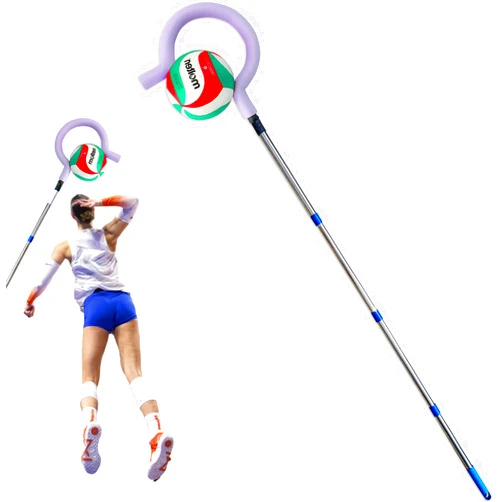 AKABIKE AKA Sports Gear Volleyball Spike Trainer (EVA Header Design, No Header Scrap) Split Pole with Question Mark Hook-Adjustable Volleyball Hitting Trainer Equipment for Serving, Spiking and Jump Training