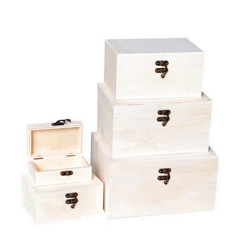 Cregugua Wooden Nesting Box Set of 5, Unfinished Wood Rectangle Box Set for Crafts