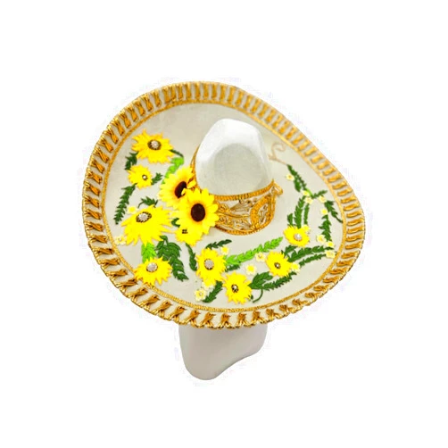 A&C Quinceañeras and More Sombrero Charro para quinceanera Sombrero Charro decorado con Girasoles Sombrero Charro con girasoles Sunflower Charro hat escaramuzas (Red Gold)
