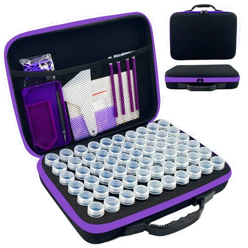 LIRUNQIU Diamond Painting Storage Containers, 60 Slots Diamond Art Accessories and Tools Kits Storage Box
