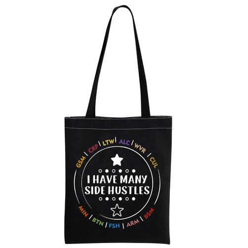 MNIGIU Video Game Inspired Gift I Have Many Side Hustles Tote Bag for Game Fans Gift