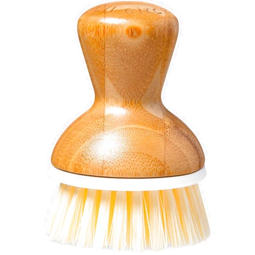 Full Circle Bubble Up Bamboo Dish Brush – Ergonomic Palm Scrubber with Handle for Kitchen Cleaning, Hand Washable Brush, White, Pack of 1