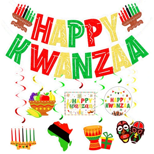 Firefairy Kwanzaa Decorations, Happy Kwanzaa Banner, Kwanzaa Hanging Swirls, Kwanzaa Decorations, African Heritage Holiday Decor, Kwanzaa Decor, Kwanzaa Party Decorations, 8Pcs