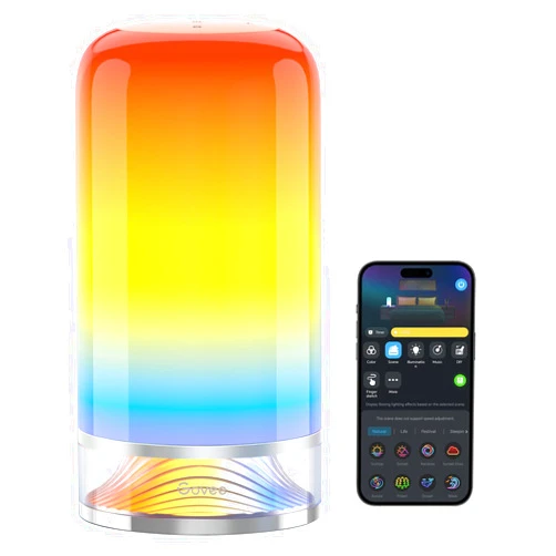 Govee RGBIC Smart Table Lamp 2, Touch Bedside Small Table Lamp Work with Matter, Alexa, LED Desk Lamp with 64 Scene Modes, Color Changing Lamp for Bedroom Living Room Dimmable Night Light(Corded)
