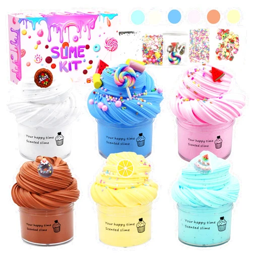 Howlaiwoo 6 Pack Butter Slime Kit,Super Soft Stretchy Non-Sticky, Birthday Gifts for Girls and Boys, Stress Relief Toy