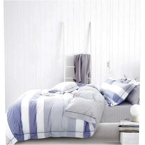 Say Yes Bedding Wilhelm Blue Striped 100% Cotton Comforter Set King