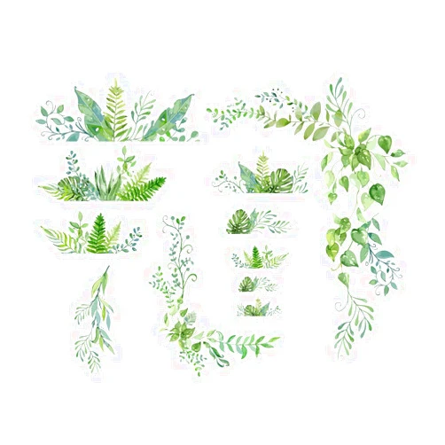 SUPERDANT 2 Sheets/Set Green Plants Wall Decals Flowering Vine Branches Leaves Wall Sticker Removable Vinyl Art Mural Decals for Living Room Bedroom Balcony Corridor Window TV Wall Florist