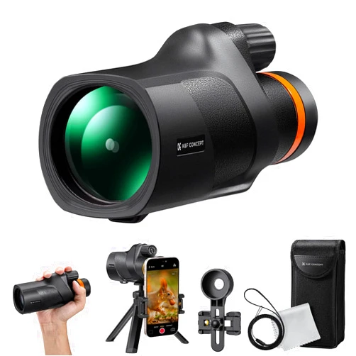 K&F Concept® 80x100 Monocular-Telescope for Adults, High Powered with Smartphone Adapter & Tripod, with BAK4 Prism and FMC Lens, for for Bird Watching Hunting Hiking Camping Travelling