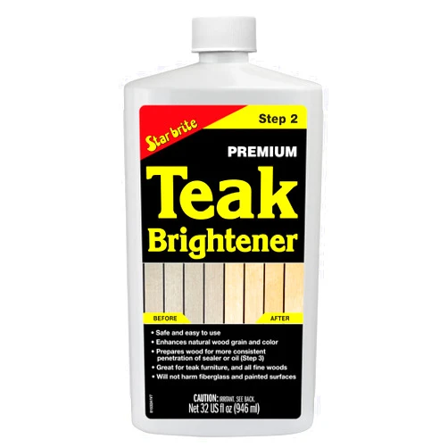 STAR BRITE Premium Teak Brightener - Enhances Natural Wood Grain & Restores Tone & Color While Preparing for a More Consistent Application of Teak Oil, Sealer or Stain