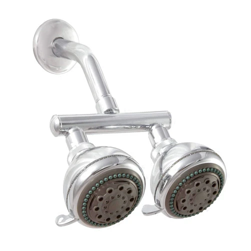 Zoe Industries Neptune Dual Shower Heads - Chrome, 6 Settings, Dual Headed, Solid Brass Manifold