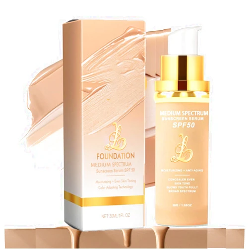 Narvokey 4-in-1 Foundation - Light/Medium Spectrum, Match Skin Color Changed, Waterproof, SPF 50+ Concealers (Medium, Spectrum)
