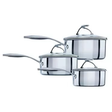 Circulon - S Series - SteelShield - Induction 3 Piece Saucepan Set- 16/18/20cm - Non stick - Dishwasher Safe - Stay Cool Handles and glass lids SteelShield Stainless Steel 3 piece set