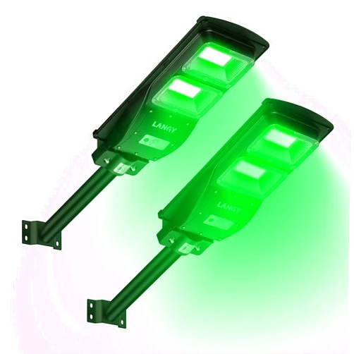 LANGY 2 Pack LANGY Hog Hunting Lights, Solar Green Light for Hunting Hogs Deers,Motion Activated Feeder Lights with Remote with 19