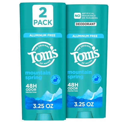 Tom's of Maine Tom’s of Maine Mountain Spring Natural Deodorant for Men and Women, Aluminum Free, 3.25 oz, 2-Pack