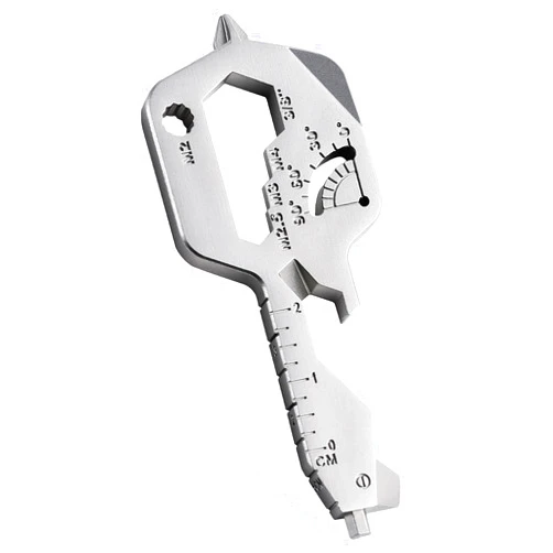 Groninog 20 IN 1 Key Shaped Multitools, Key Shaped Pocket Tool, Stainless Steel Utility Gadget, Gift for Men, Everyday Carry, Automotive, Home Improvement, Bottle Opener, Screw Driver, Silver, 1 Pcs