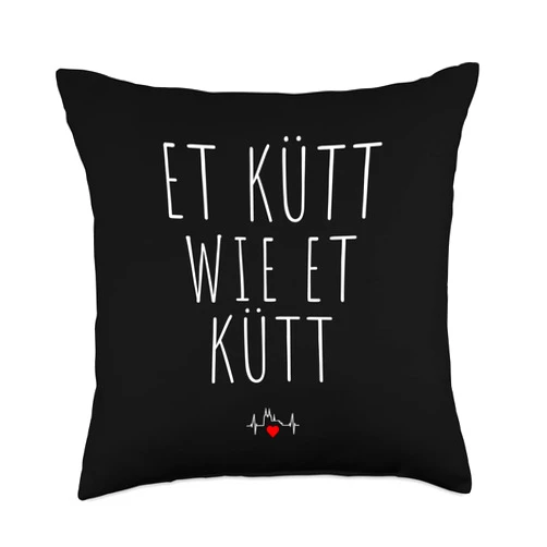Beautiful Cologne Sayings For Köln Lovers Cologne Wie Et Kütt Germany Cathedral Kölsch Quote Throw Pillow, 18x18, Multicolor