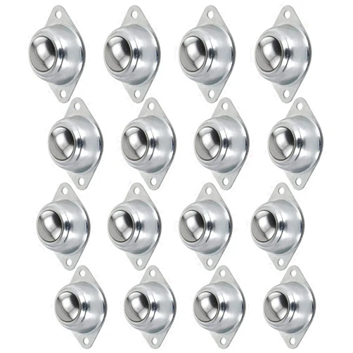 Slaige 16 PCS 3/4 Inch Roller Ball Transfer Bearing, Flange Mounted Carbon Steel Round Ball Transfer Unit, Universal Rotation Ball Casters for Conveyor, Roller Stand, Transmission, Load Capacity 55 lbs