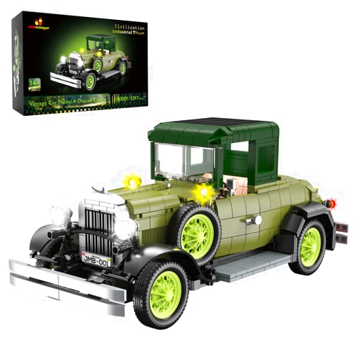 JMBricklayer Vintage Cars Building Sets for Adults with Lights 50001, Classic Retro Model Car Kits, Antique Cars Collectible Display Decorations, Building Toys Gifts for Men Women Boys Girls(1297 PCS)