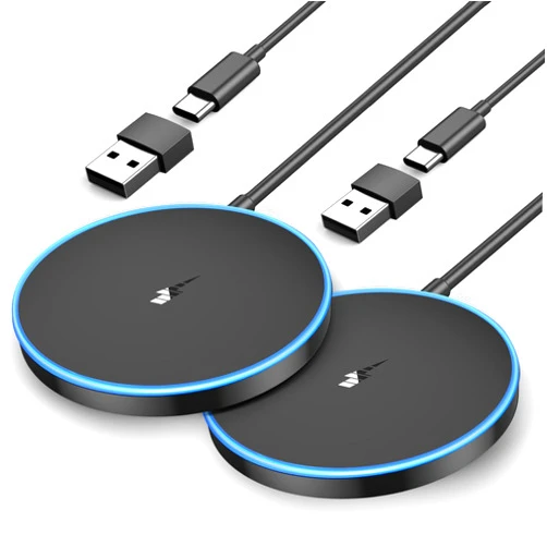 Wtuhu 2Pack Magnetic Wireless Charger Fast Apple Mag-Safe Charger for iPhone 15/14/13/12 Series AirPods 3/2/Pro/Pro 2 LED Magnet Charging Pad Mag Safe Charger with Dual Charging Ports