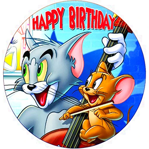 HAPPY CHOICES 7.5 Inch Edible Cake Toppers – Tom And Jerry Themed Birthday Party Collection of Edible Cake Decorations