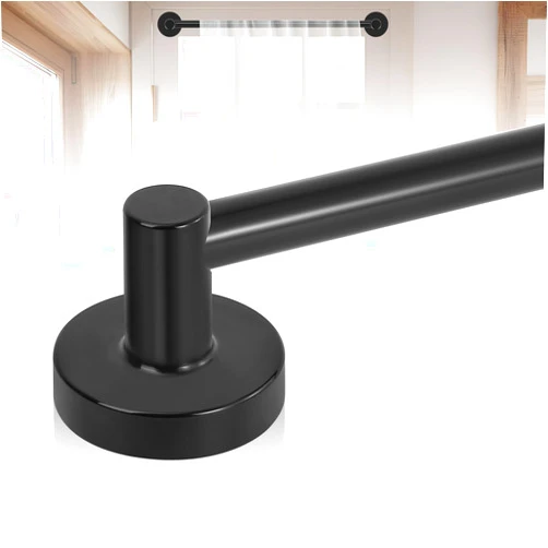 HTZON Black Magnetic Curtain Rod for Door:French Magnetic Rod for Classroom Whiteboard Calendar,Small Adjustable Magnetic Towel Bar,Tool-Free Heavy Duty Modern Magnet Cafe Pole No Drilling,16-28 Inch