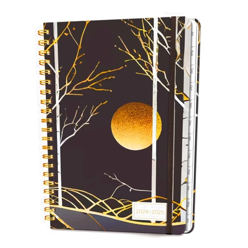Lonely Oak Planner 2024-2025 Academic Year, A5 Monthly Weekly Planner from JUL.2024 to JUN.2025, Student and Teacher Agenda Planner with Tabs, Elastic Closure and Inner Pocket(MOONLIGHT NIGHT)