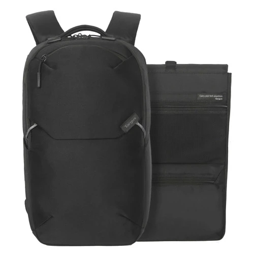 Targus 15-16” Work+ EcoSmart Backpack – Detachable Tech Organizer, Lockable Zippers, Recycled Materials, 23L Capacity, Water Bottle Pocket, Anti-Theft Design - TBB657GL