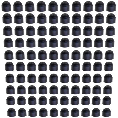 HarParBar 100Pcs Hex Nut Cover M6*10 * 14 Bolt Dome Caps Covers Protection Caps Cover Plastic Dome Bolt Nut for Hex Hexagon Nuts Screws Bolts, Black