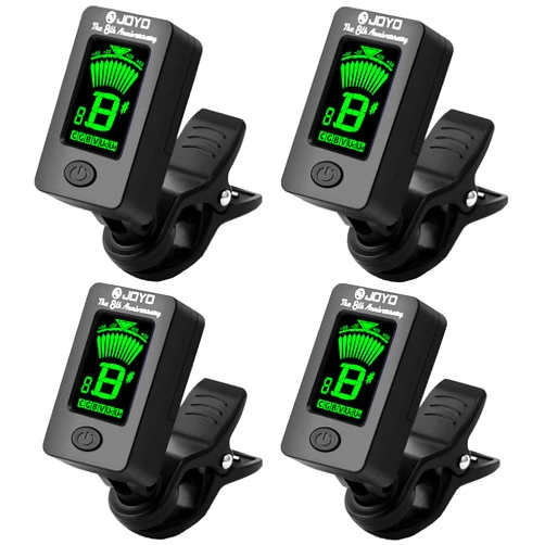 JOYO Clip on Guitar Tuner for Ukulele, Violin, Mandolin, Guitar, Bass, Digital Electronic Chromatic Tuner (JT-01, Black, 4PCS)