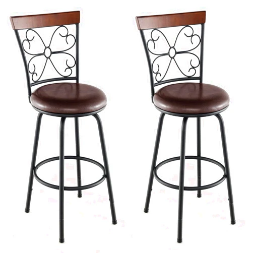 COSTWAY Bar Stools for Kitchen Island, 24/30 Inch Adjustable Seat Height Swivel Barstools Set of 2, Cushioned Seat & Cozy Backrest, Extra Leg Tubes for Height Adjustment, for Kitchen, Bar (2)