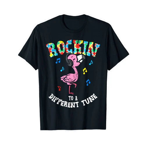 BoredKoalas Autism Awareness Shirts Autistic Gift Rockin To Different Tune Flamingo Dance Autism Kids Boy Girl T-Shirt