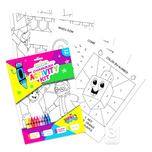 Izzy 'n' Dizzy Hanukkah Coloring and Activity Set - Great for Partys and Gifts- Chanuka Color and Activity Kit - 3 Sets