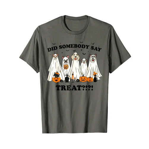Cool Funny Dog Lover Halloween Costume For Kids Did Somebody Say Treat Ghost Dogs Lovers Halloween Costume T-Shirt