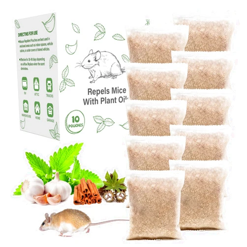 ROTIAH Pest Rodent Repellent Pouches, Peppermint Oil for Mouse, Roach, Ant, Spider, Squirrel, Mice, Rats, Pest Control Indoor Outdoor, Natural Mouse Deterrent Replace Traps Poison Family Pet Safe,10 Pack
