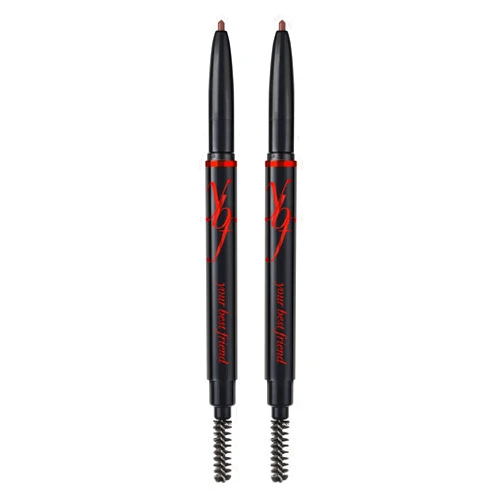 YBF Beauty Eyebrow Pencil - Universal Automatic Brow Pencil With Spoolie Brush - Perfect Eyebrow Makeup Shaper and Filler For Women - All Hair Colors & Skin Tones - Taupe Eyebrow Liner - 2 Pack