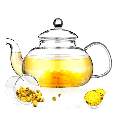 Kyraton Glass Tea Pot 1L with Removable Infuser, Blooming and Loose Leaf Tea Maker Set, Stovetop and Microwave Safe Tea Kettle.