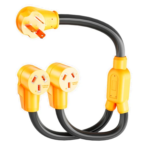 MECMO NEMA 10-50P to 2X 10-50R Y Splitter, Range Power Cord 3 Prong 50 Amp 250V 10-50 Splitter, Electric Range Oven Stove 3 Wire Non-grounding 10-50P to (2) 10-50R Range Cord Adapter, STW 6 AWG 3 Feet