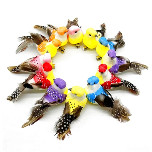LWINGFLYER 12pcs Clip on Artificial Birds Realistic Small Foam Feather Birds for Spring Tree Decoration Christmas Ornaments Wreaths Crafts Floral Arrangements (Model - Y18)