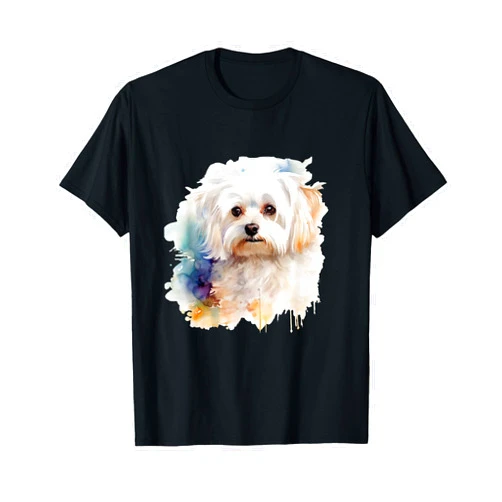 Maltese Owner Dog Lover Apparel Maltese Watercolor Dog For Maltese Dog Lovers T-Shirt