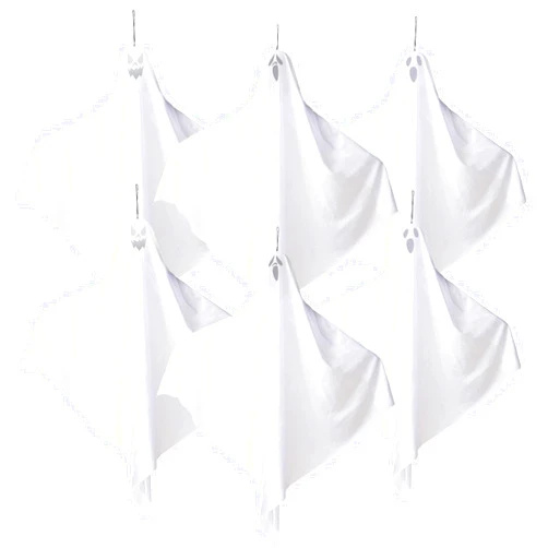 Jremreo 6 Pack Halloween Hanging Ghost Decorations, 25 Inch Flying Ghost Ornaments for Outdoor Front Yard Porch Patio Lawn Garden Trees Indoor Office Decor
