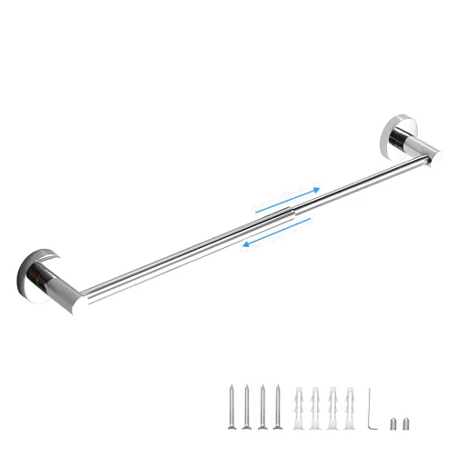 Chihod 1 Piece Single Towel Bar: 17 to 29 Inch Adjustable Towel Rack Wall Mounted - Chrome Bathroom Accessories - Premium Bathroom Towel Holder - Towel Rod Bath Accessories Set Stainless Steel
