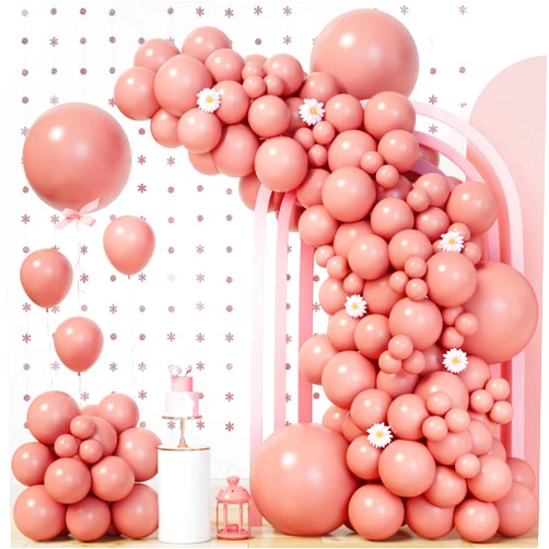 Bonropin 140Pcs Dusty Pink Balloons Vintage Dusty Pink Balloon Garland Arch Kit 5/10/12/18 Inch Matte Latex Dusty Pink Balloons Different Sizes as Birthday Baby Shower Wedding Bridal Shower Party Decorations
